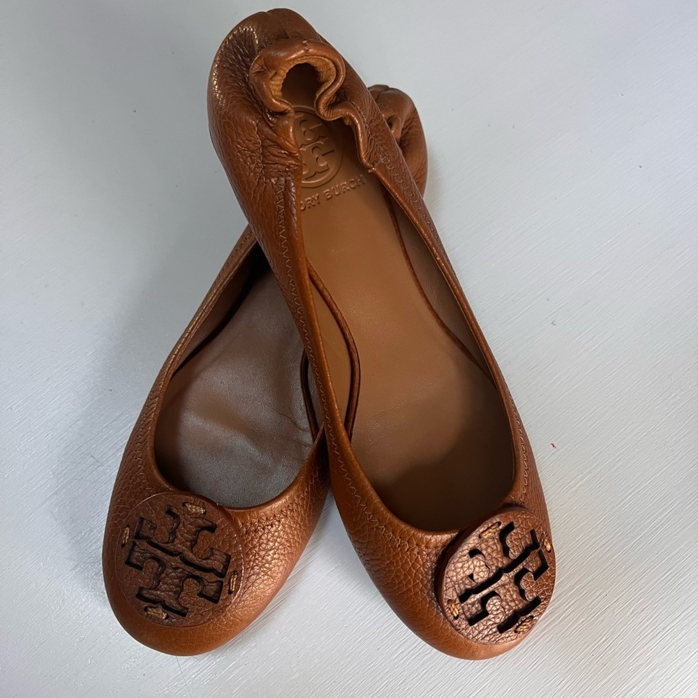 Tory Burch Reva Pebbled Leather Flats